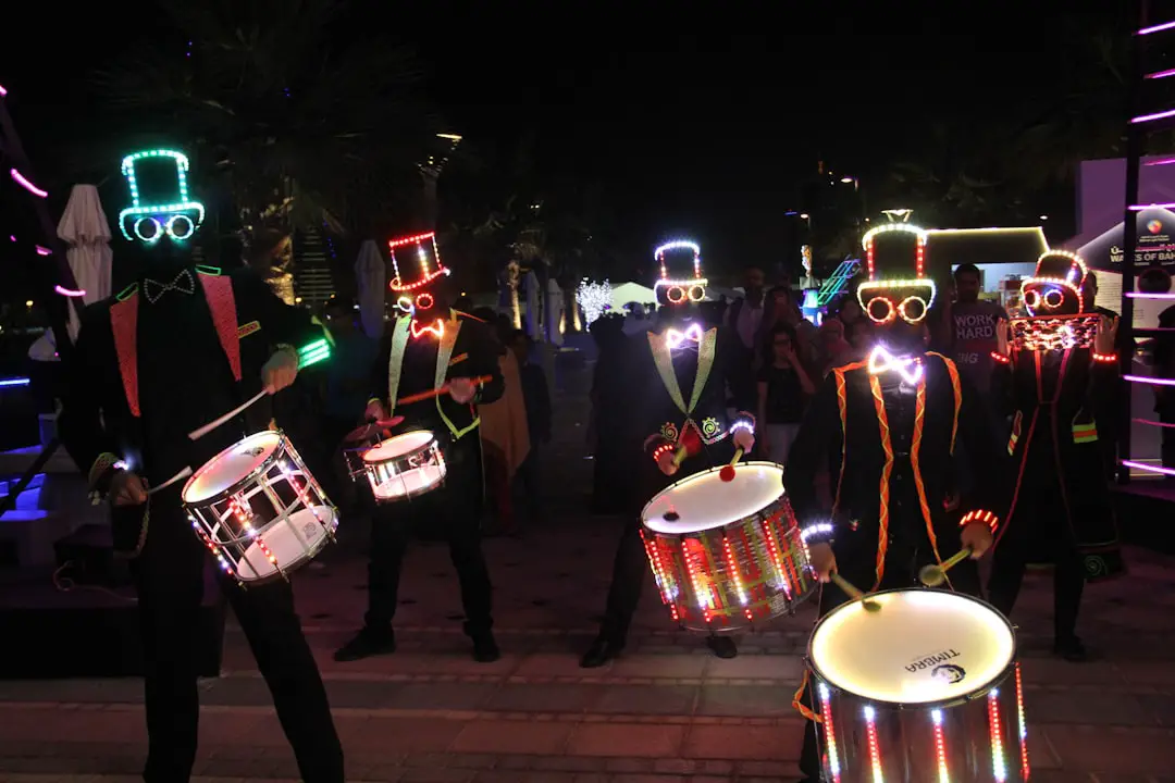 a group of people that are standing in the street